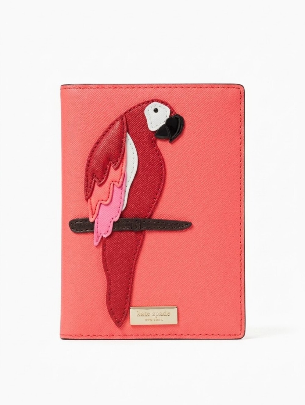 kate spade coral Talk The Talk Imogene Passport Holder Featuring Parrot